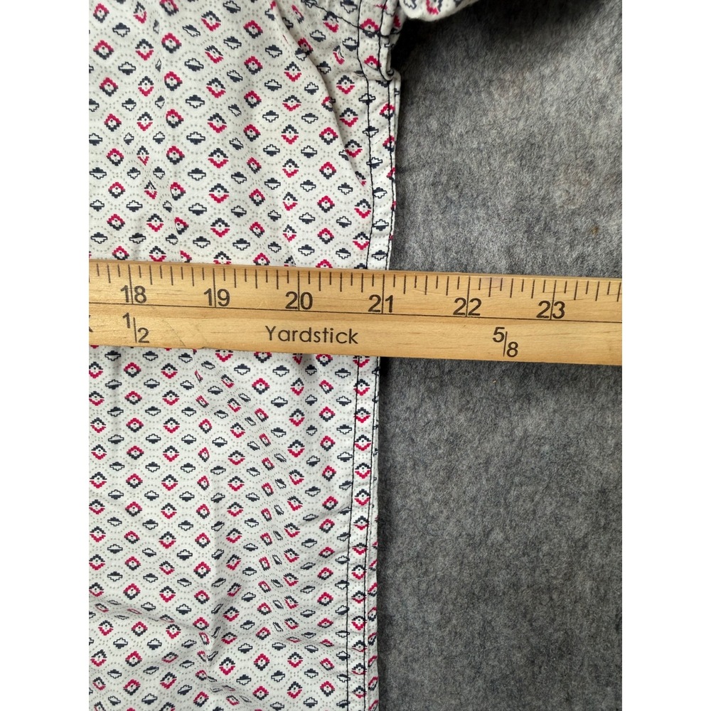 Prana Mens Slim Fit Short Sleeve Button Down Shirt White Geometric Print Medium - Picture 5 of 6